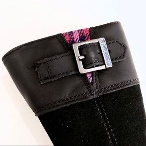 COPY - Timberland EK Maplebrook Black Boots w/ pink plaid